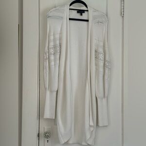 Express Balloon-Sleeve Cardigan with Crocheted Lace Detail | Size XL